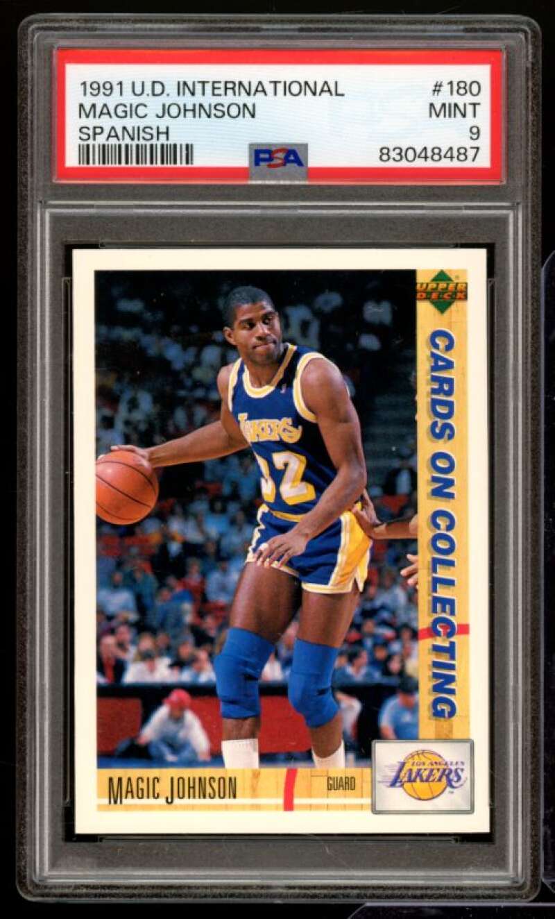 Magic Johnson Card 1991 U.D. International Spanish #180 PSA 9 Image 1