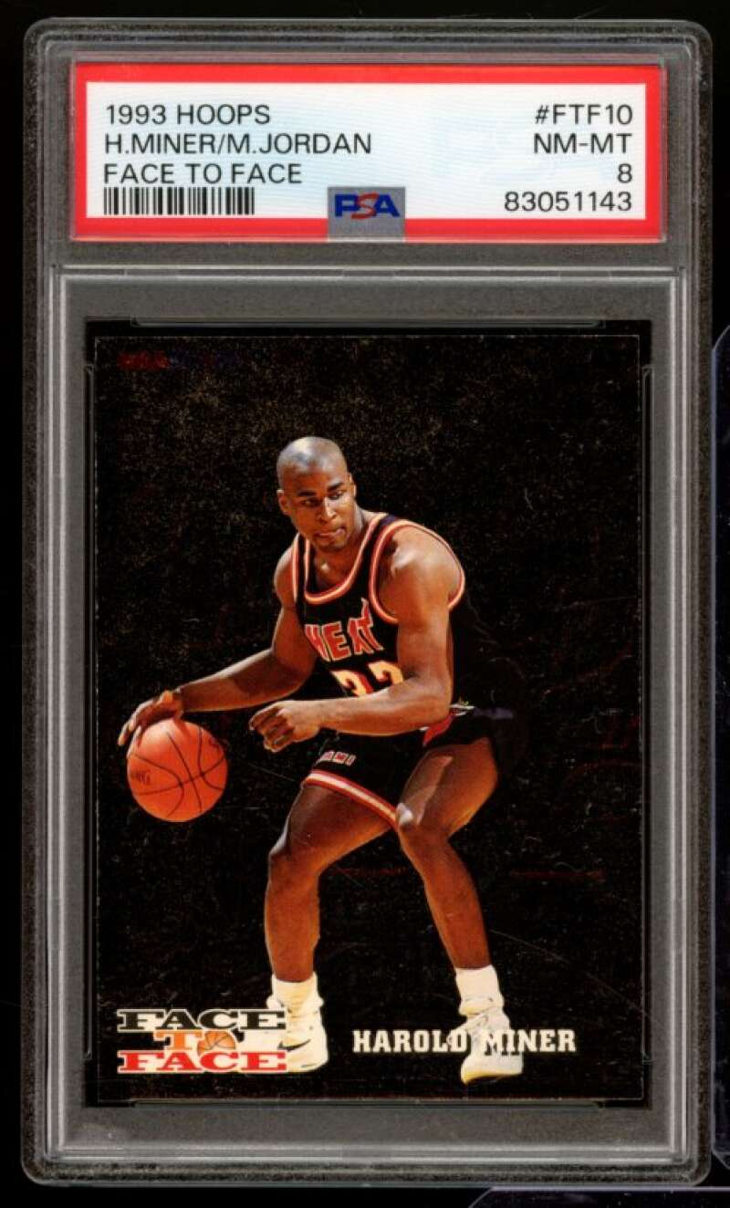 Harold Miner/Michael Jordan Card 1993-94 Hoops Face To Face #ftf10 PSA 8 Image 1