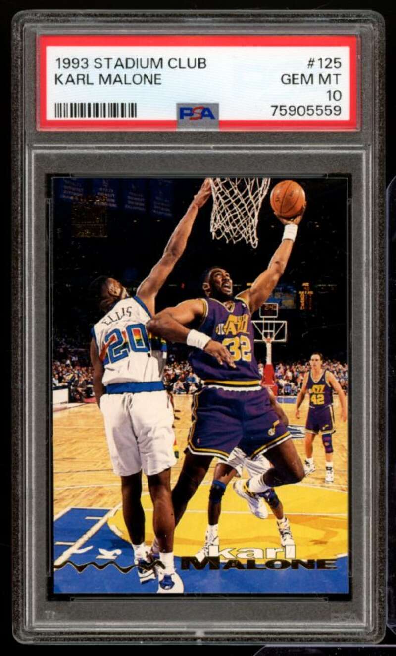 karl Malone Card 1993-94 Stadium Club (pop 3) #125 PSA 10 Image 1