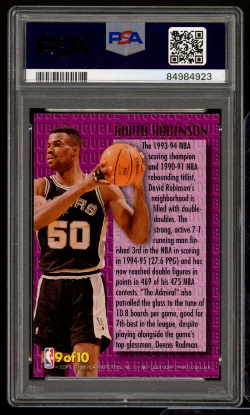 David Robinson Card 1995-96 Ultra Double Trouble #9 PSA 9 Image 2