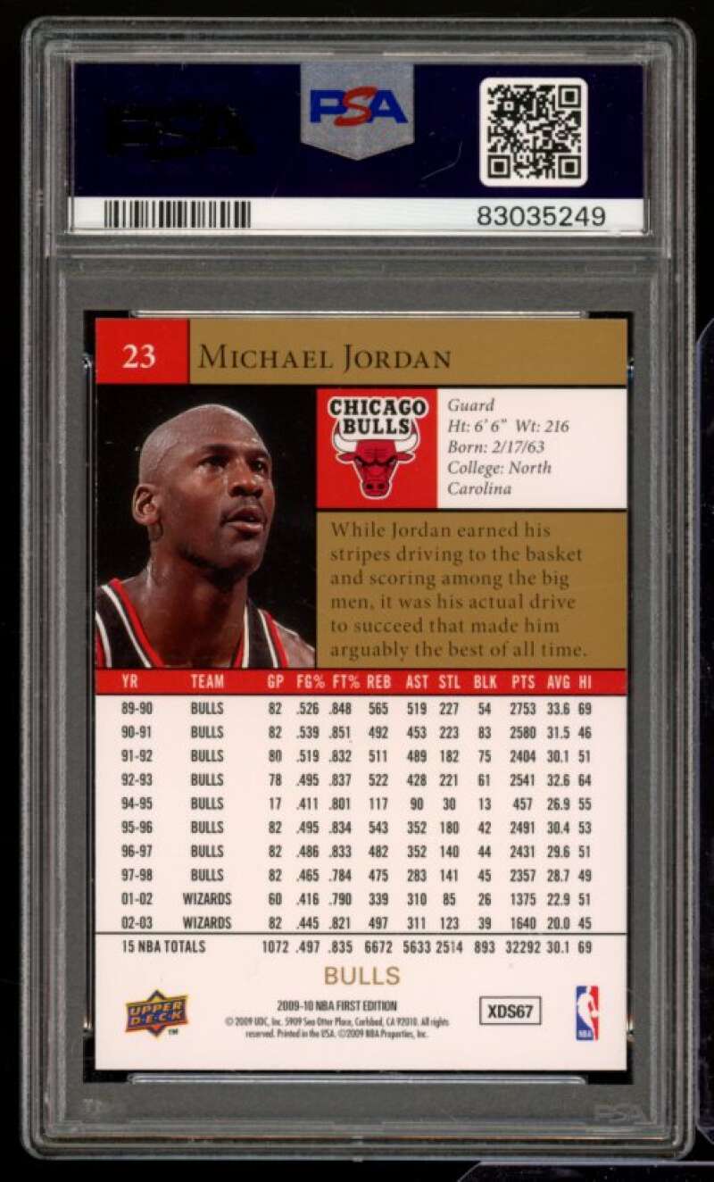 Michael Jordan Card 2009-10 UD First Edition Gold #23 PSA 9 Image 2