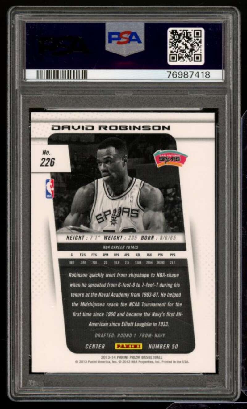 David Robinson Card 2013-14 Panini Prizm #226 PSA 10 Image 2