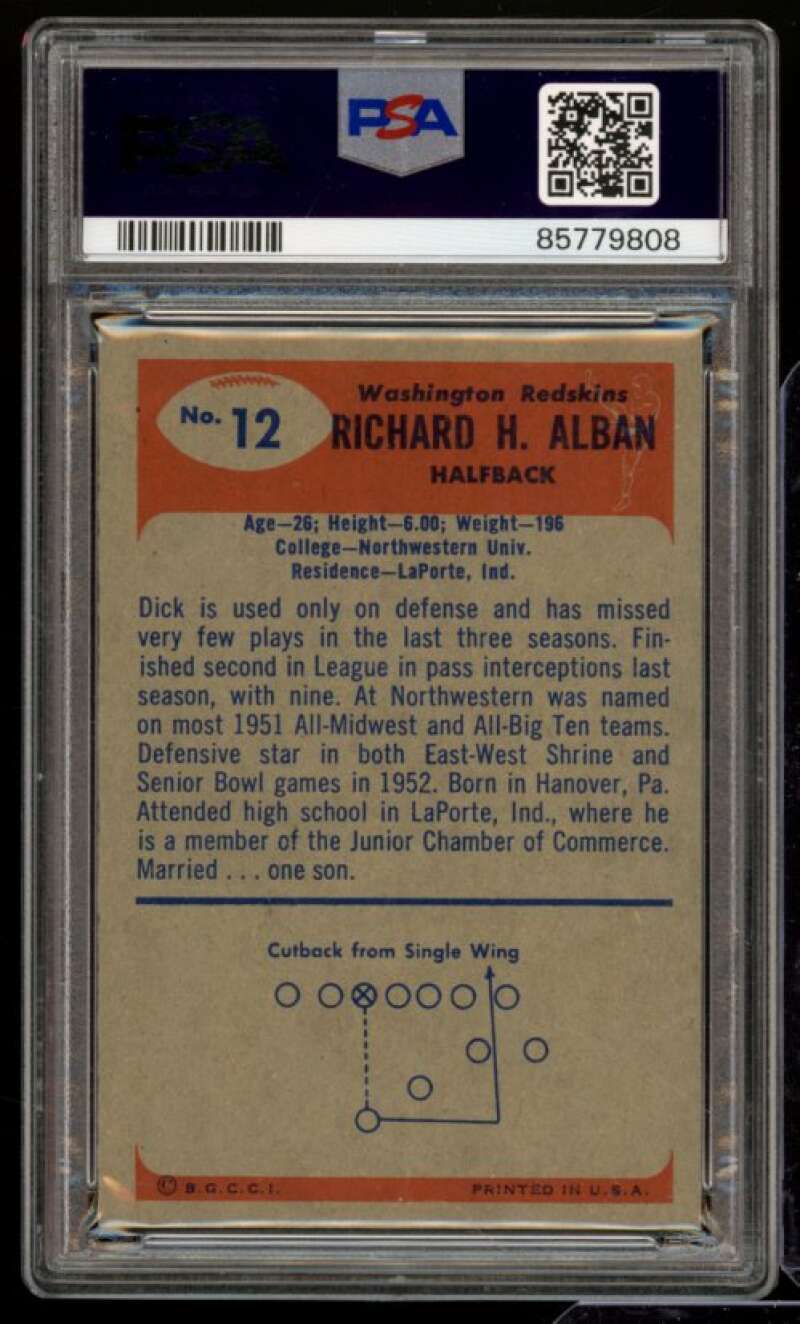 Dick Alban Card 1955 Bowman #12 PSA 4 Image 2