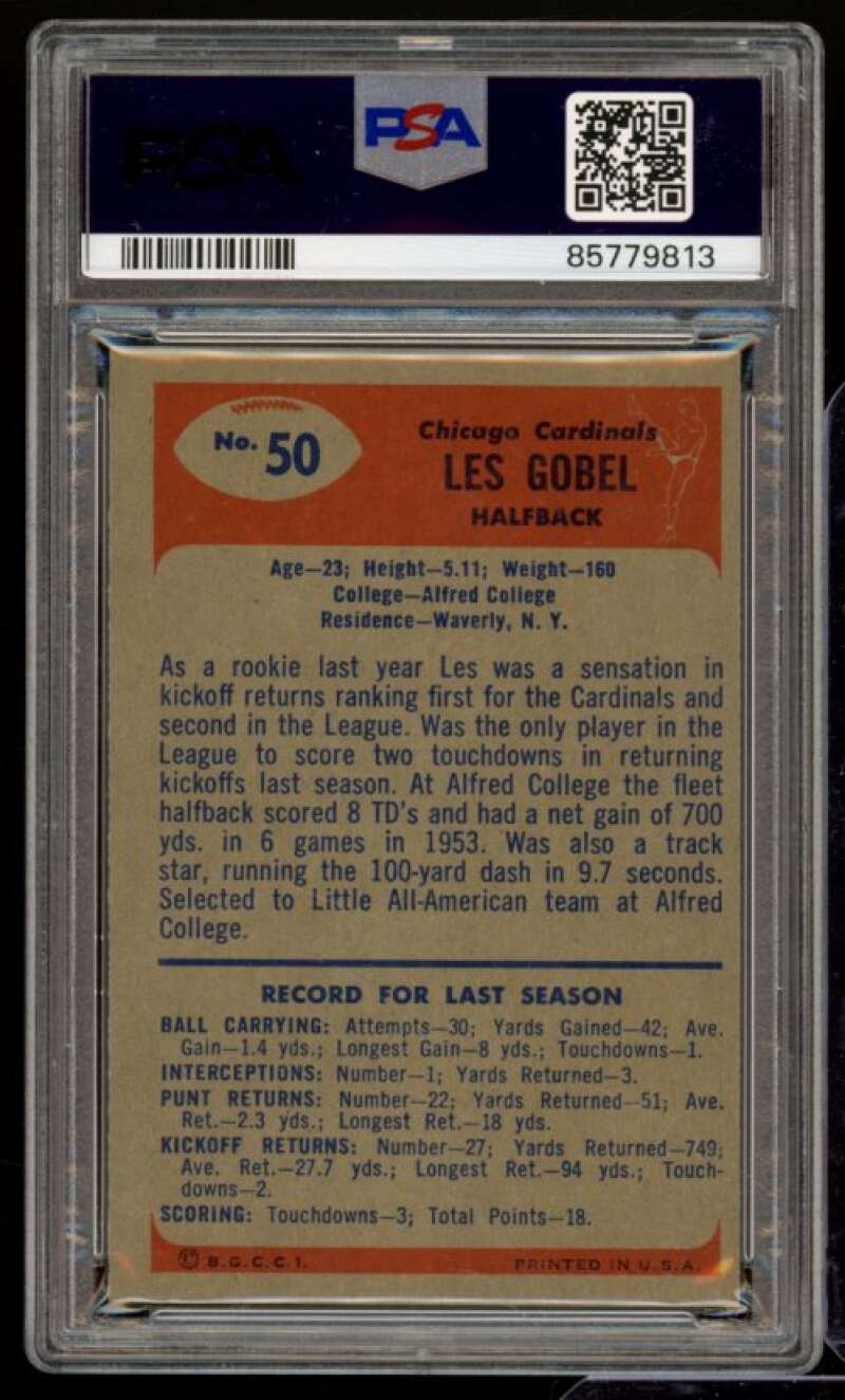 Les Gobel Rookie Card 1955 Bowman #50 PSA 4.5 Image 2