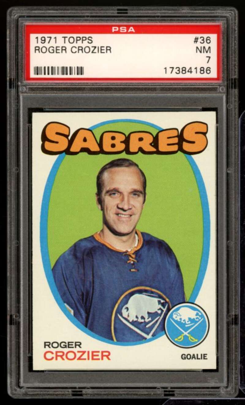 Roger Crozier Card 1971-72 Topps #36 PSA 7 Image 1