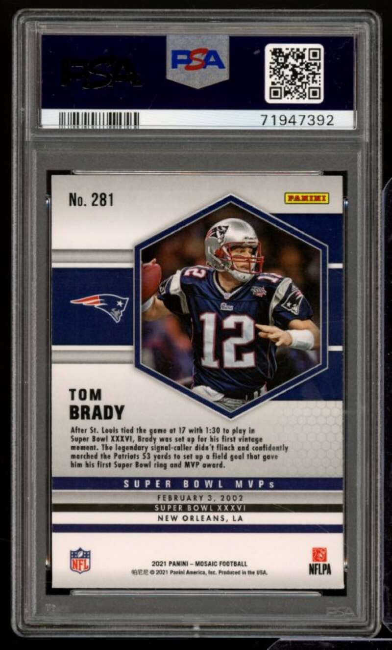 Tom Brady Card 2021 Panini Mosaic #281 PSA 10 Image 2