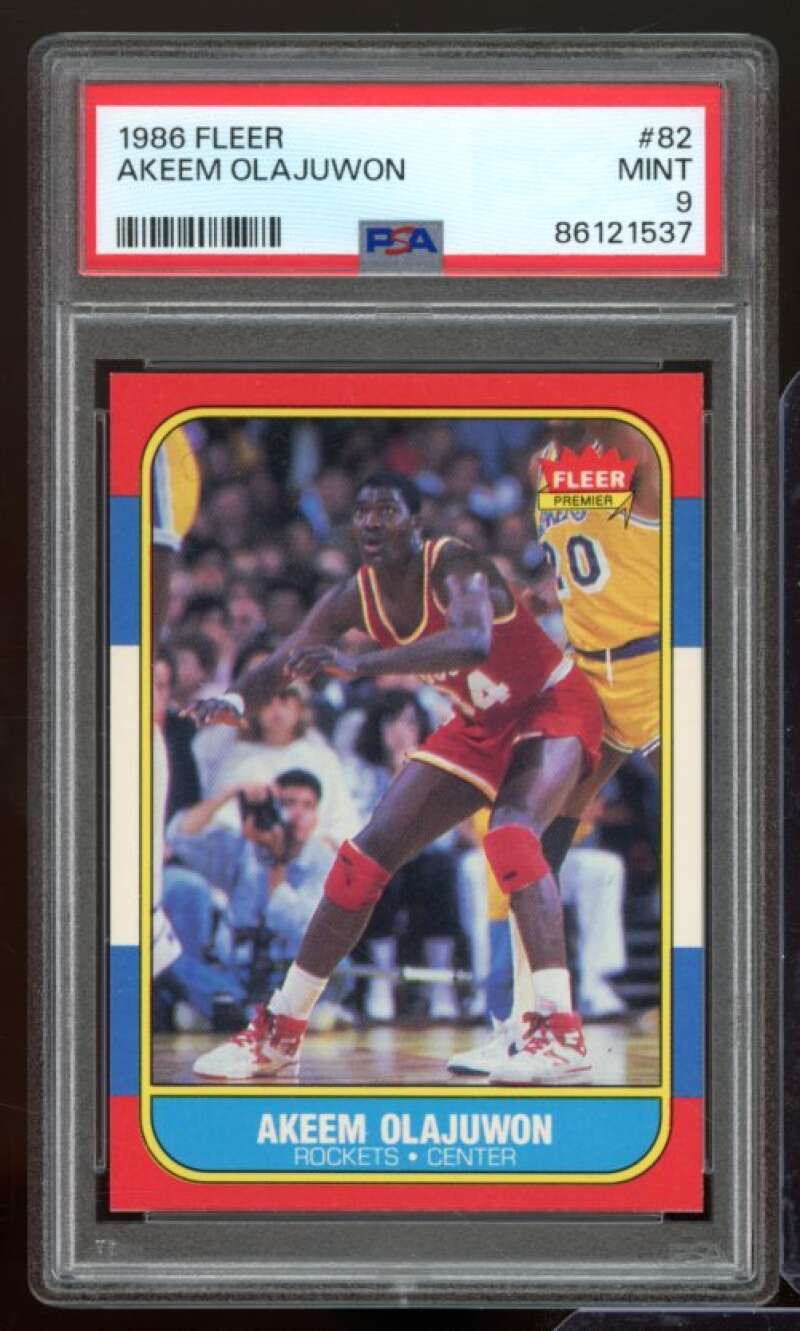 Akeem Olajuwon Rookie Card 1986-87 Fleer #82 PSA 9 Image 1