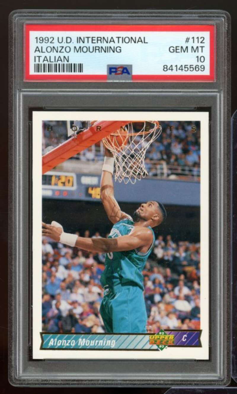 Alonzo Mourning Rookie Card 1992-93 Upper Deck International Italian #112 PSA 10 Image 1