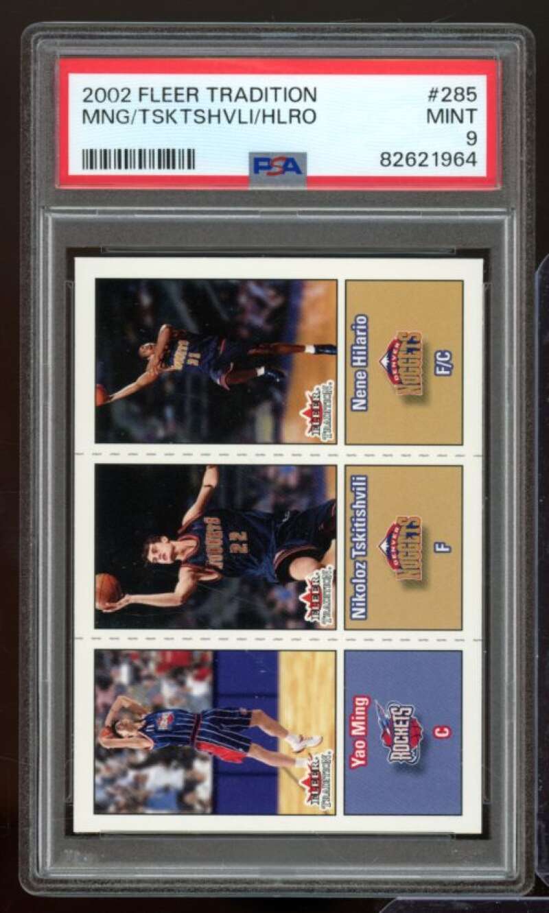 Yao Ming Rookie Card 2002-03 Fleer Tradition #285 PSA 9 Image 1