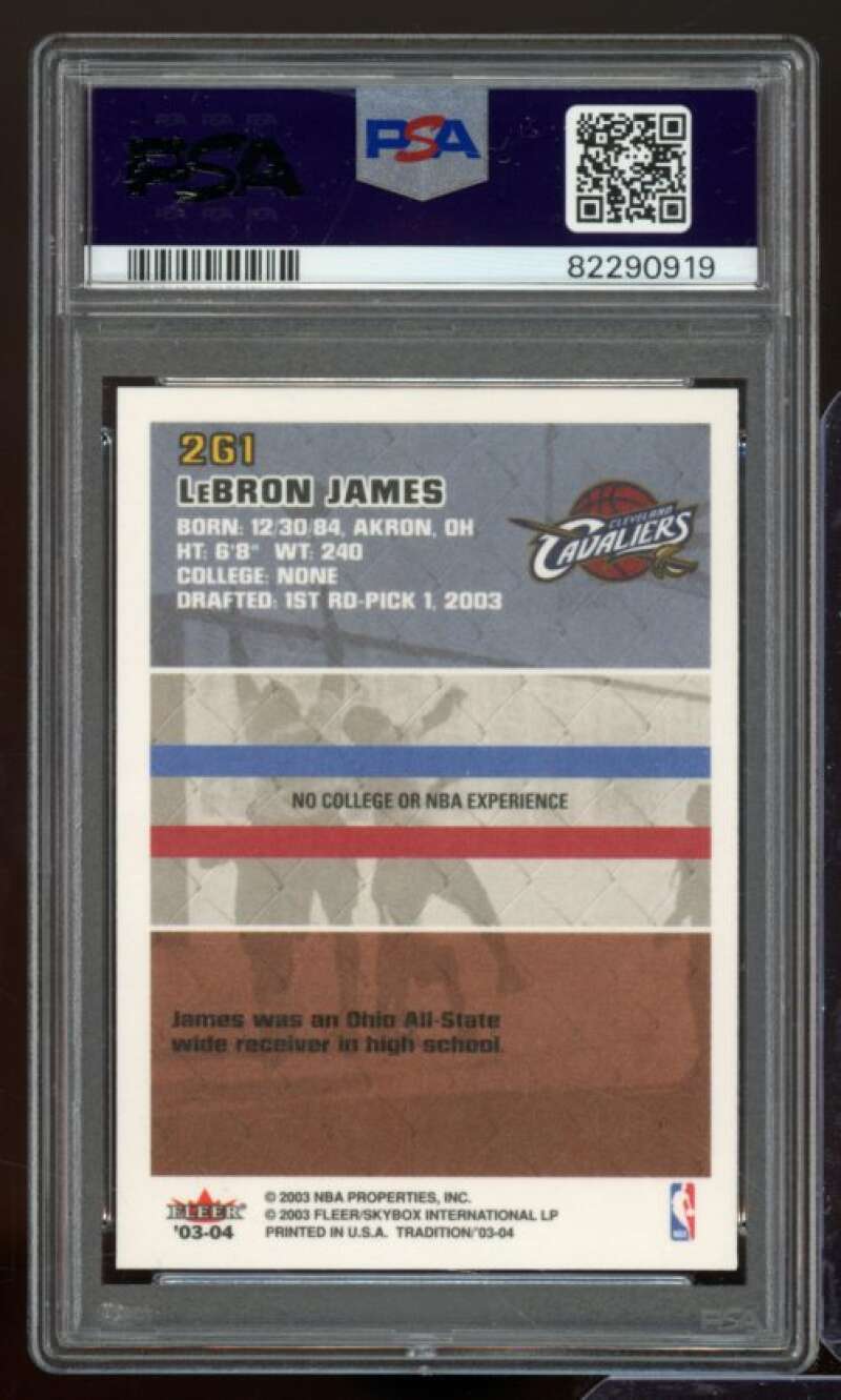 LeBron James Rookie Card 2003-04 Fleer Tradition #261 PSA 9 Image 2