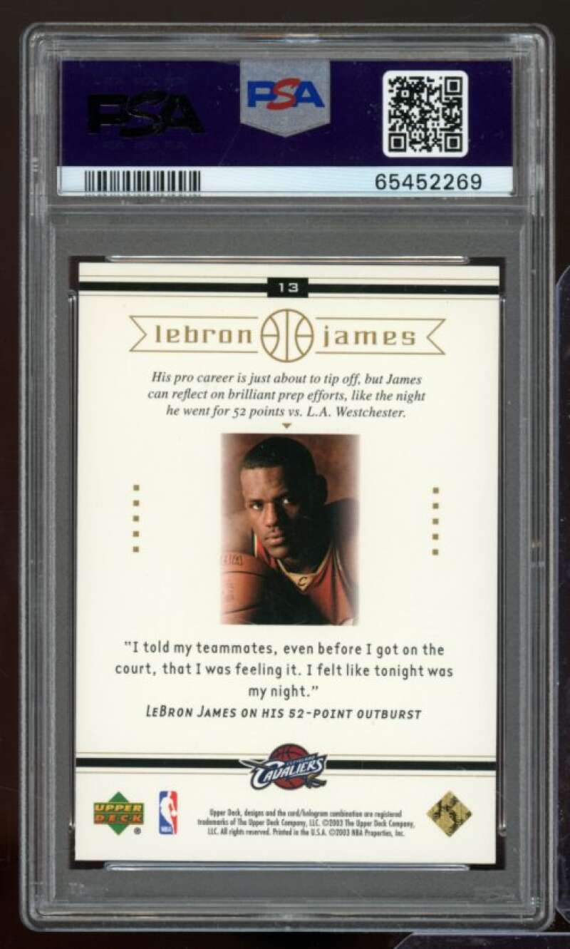 LeBron James Rookie Card 2003 Upper Deck Box Set #13 PSA 10 Image 2