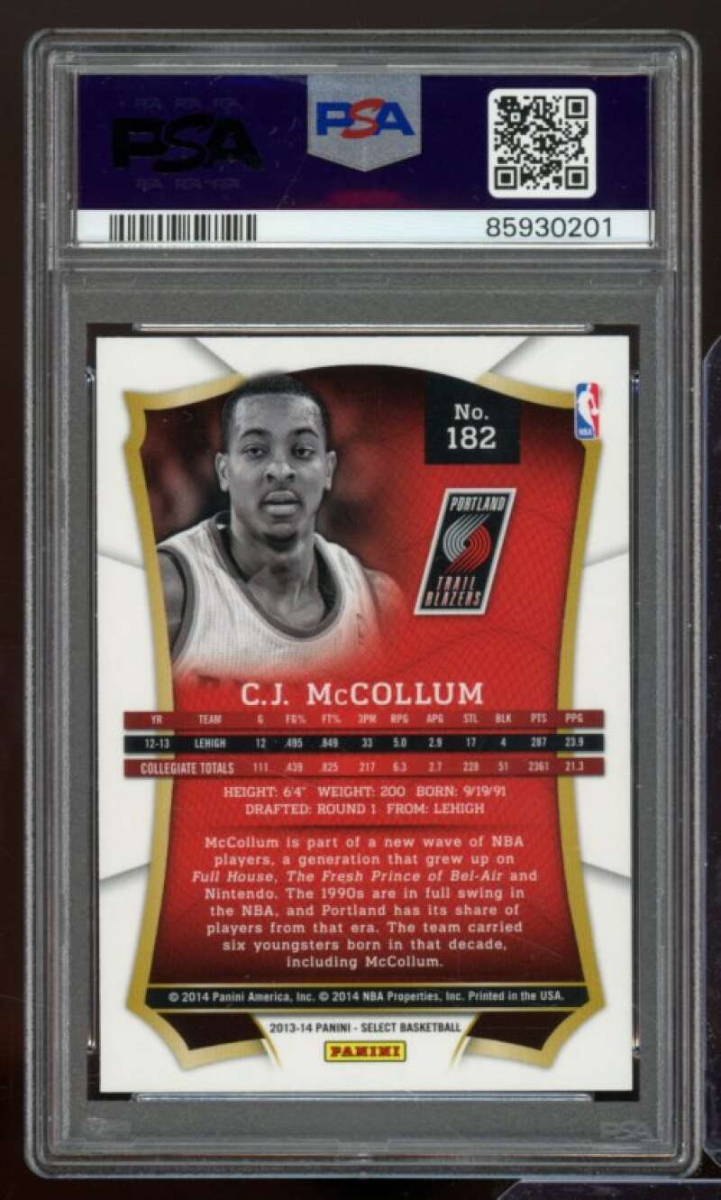 C.J. McCollum Rookie Card 2013-14 Panini Select #182 PSA 10 Image 2