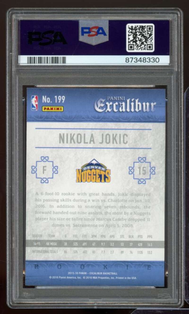 Nikola Jokic Rookie Card 2015-16 Panini Excalibur #199 PSA 9 Image 2