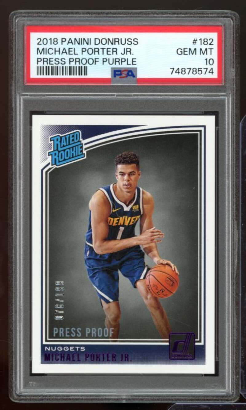 Michael Porter Jr. Rookie Card 2018-19 Donruss Press Proof Purple #182 PSA 10 Image 1