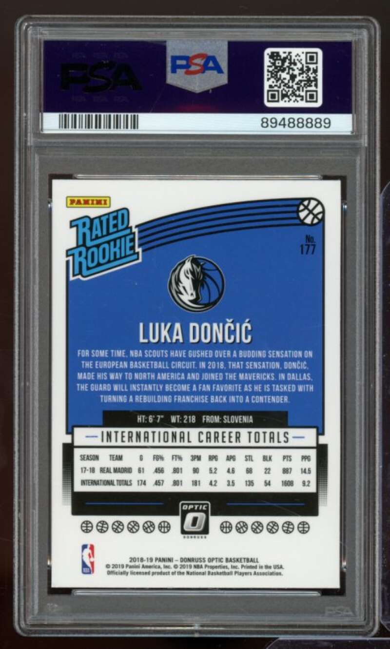 Luka Doncic Rookie Card 2018-19 Donruss Optic #177 PSA 10 Image 2