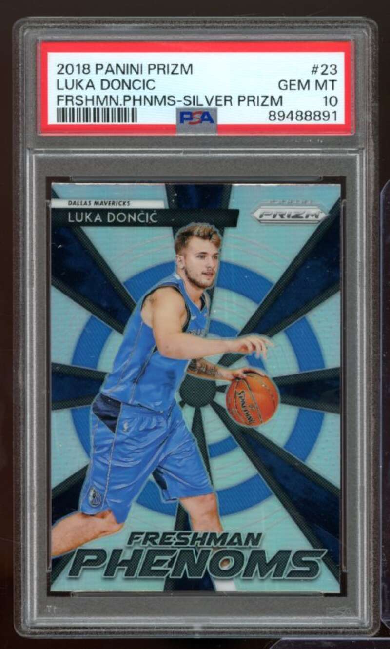 Luka Doncic Rookie 2018-19 Panini Prizm Freshman Phenoms Silver Prizm #23 PSA 10 Image 1