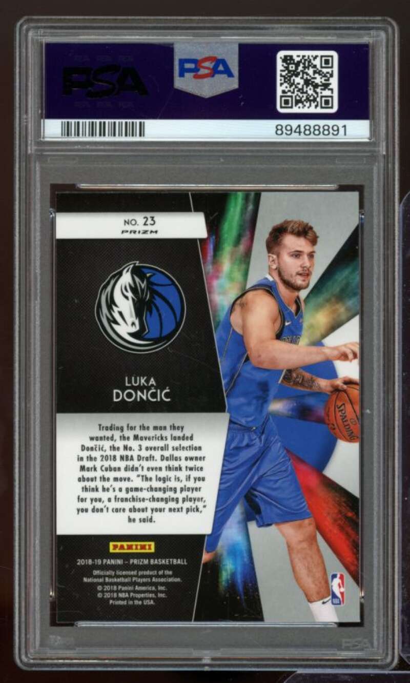 Luka Doncic Rookie 2018-19 Panini Prizm Freshman Phenoms Silver Prizm #23 PSA 10 Image 2