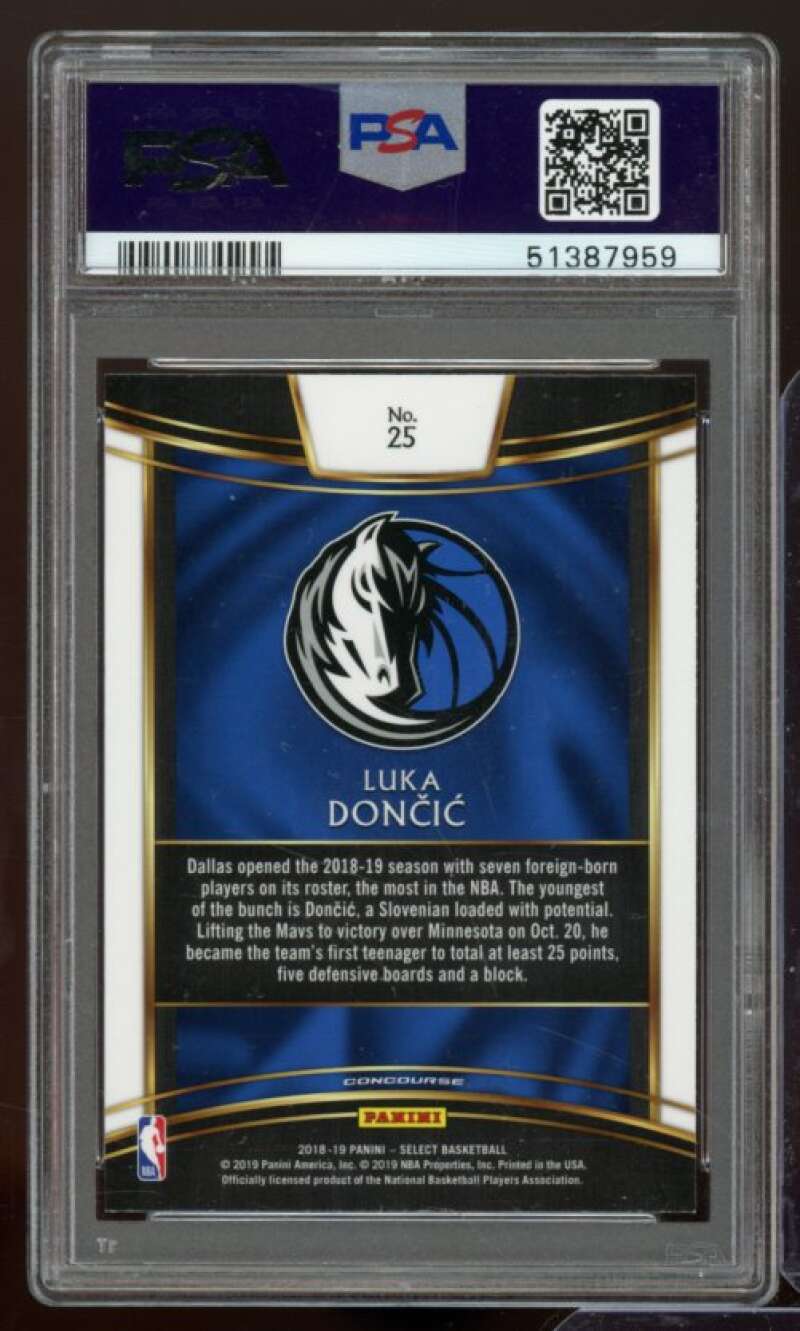 Luka Doncic Rookie Card 2018-19 Panini Select #25 PSA 10 Image 2