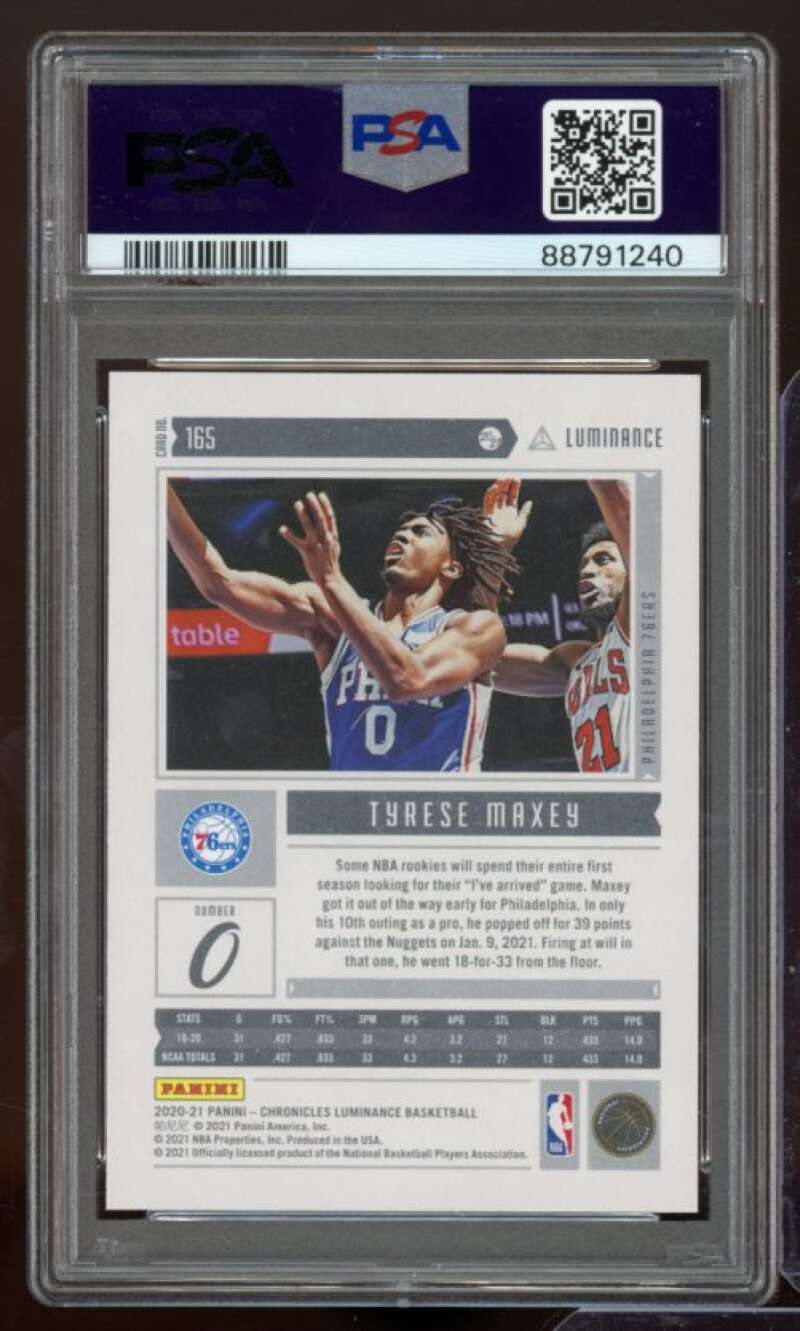 Tyrese Maxey Rookie Card 2020-21 Chronicles #165 PSA 9 Image 2