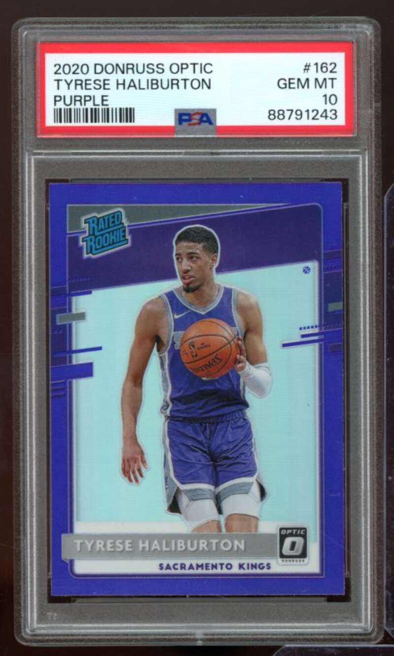 Tyrese Haliburton Rookie Card 2020-21 Donruss Optic Purple #162 PSA 10 Image 1