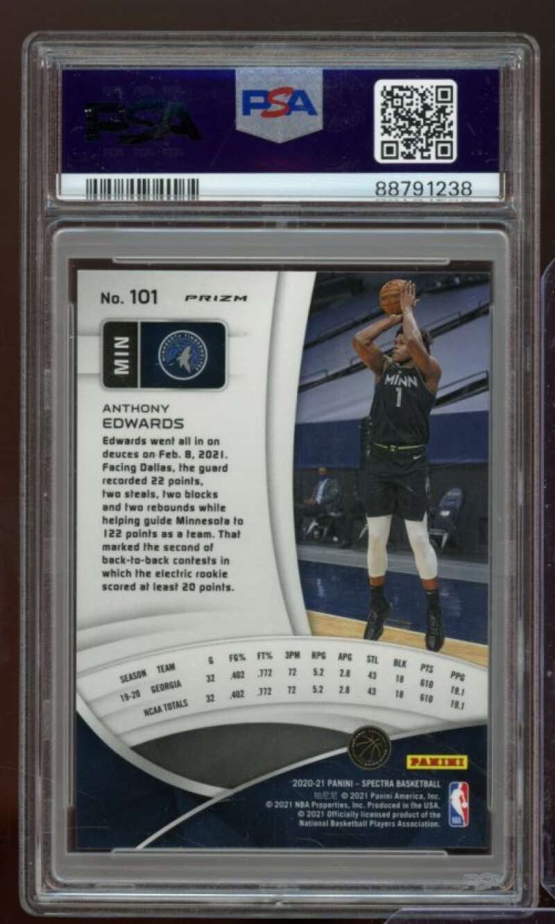 Anthony Edwards Rookie Card 2020-21 Spectra Asia Green #101 PSA 9 Image 2