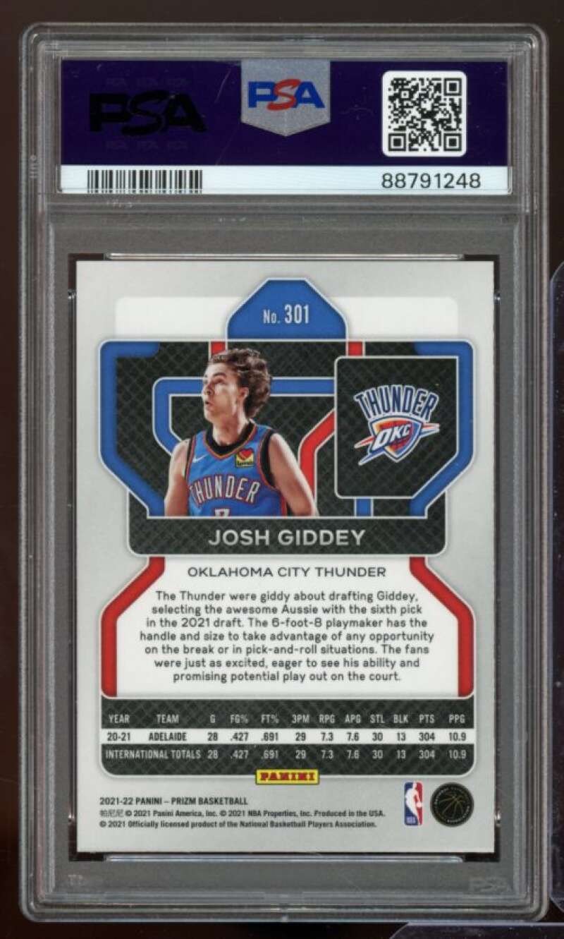 Josh Giddey Rookie Card 2021-22 Prizm #301 PSA 10 Image 2