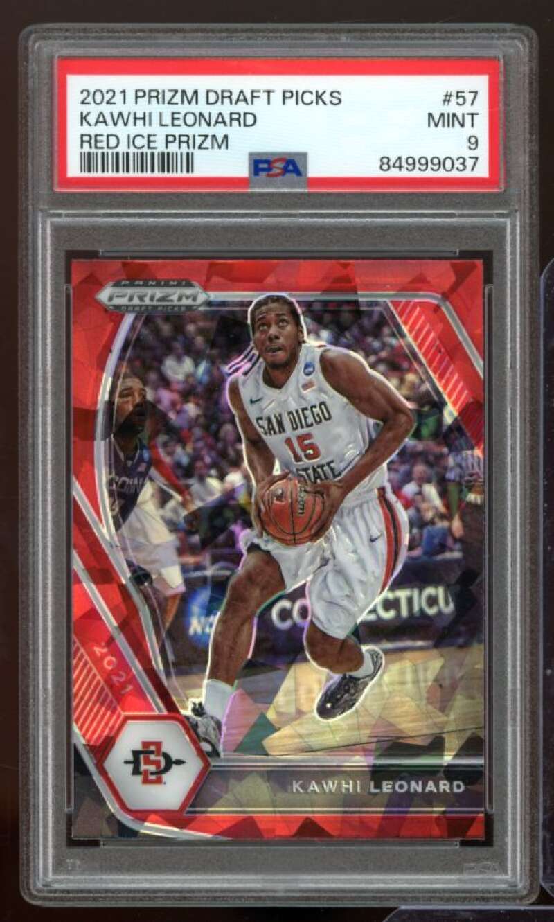 Kawhi Leonard Card 2021-22 Prizm DP Red Ice Prizm #57 PSA 9 Image 1