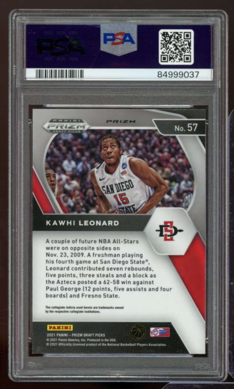 Kawhi Leonard Card 2021-22 Prizm DP Red Ice Prizm #57 PSA 9 Image 2