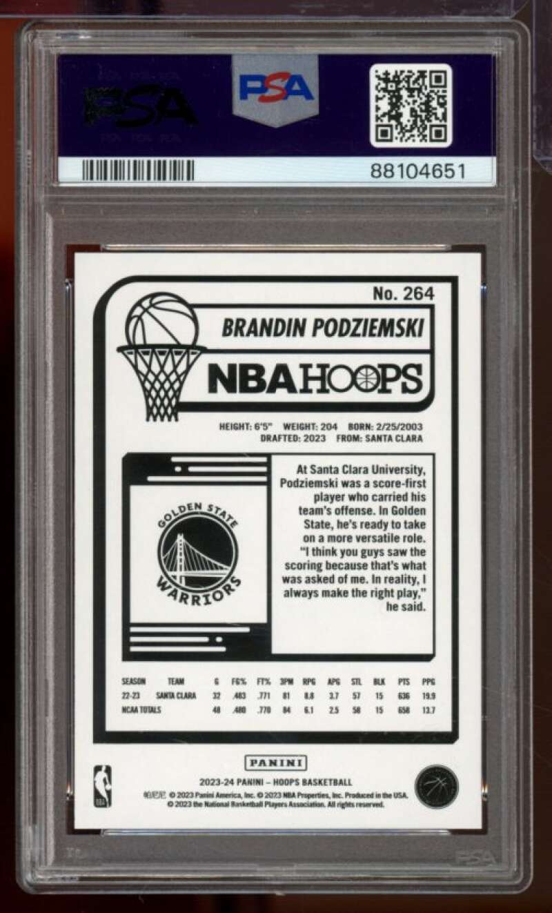 Brandin Podziemski Rookie 2023-24 Hoops Orange Explosion (pop 4) #264 PSA 10 Image 2