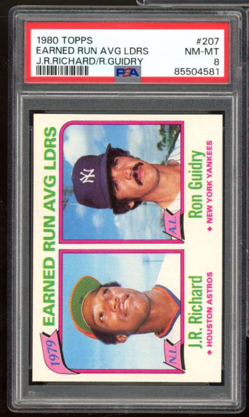 Jr. R. Richard / Ron guidry 1979 ERA Leader Card 1980 Topps #207 PSA 8 Image 1