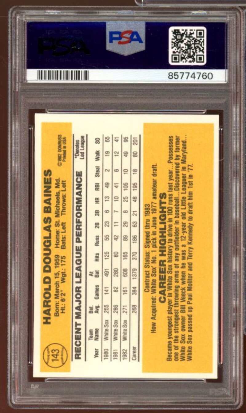 Harold Baines Card 1983 Donruss #143 PSA 8 Image 2