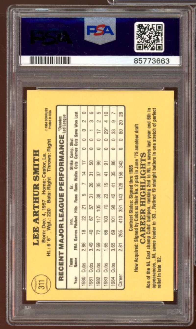 Lee Smith Card 1985 Donruss #311 PSA 8 Image 2