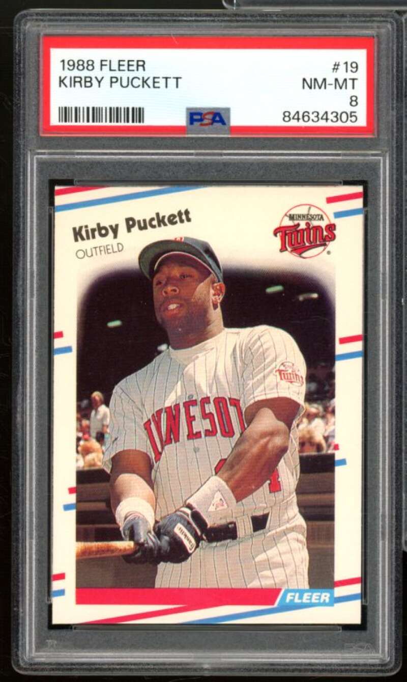 Kirby Puckett Card 1988 Fleer #19 PSA 8 Image 1