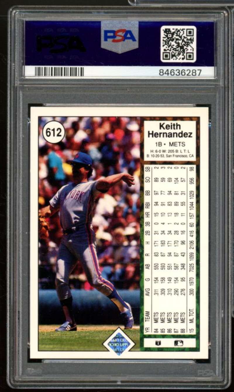 Keith Hernandez Card 1989 Upper Deck #612 PSA 8 Image 2