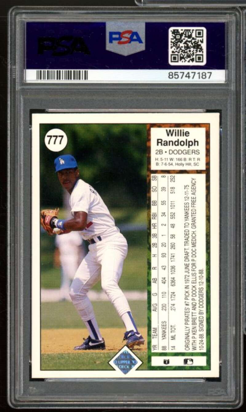 Willie Randolph Card 1989 Upper Deck #777 PSA 8 Image 2