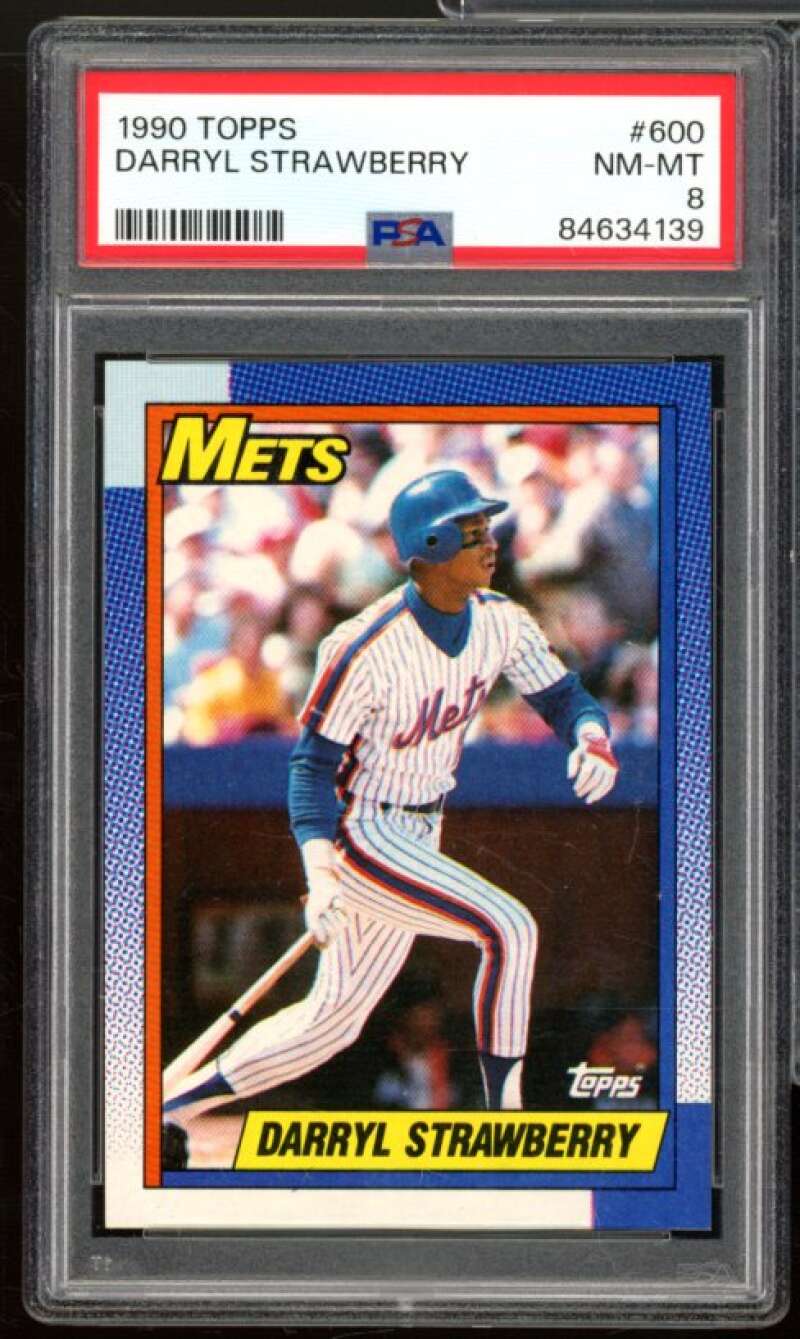 Darryl Strawberry Card 1990 Topps #600 PSA 8 Image 1