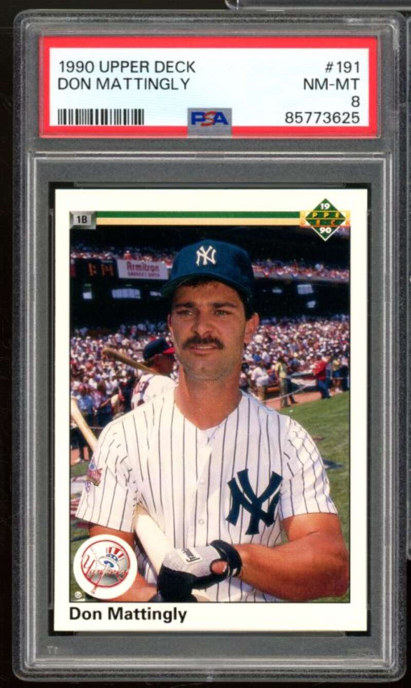 Don Mattingly Card 1990 Upper Deck #191 PSA 8 Image 1