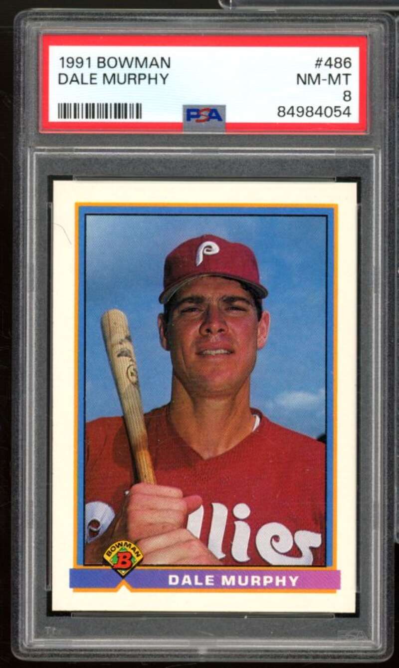 Dale Murphy Card 1991 Bowman #486 PSA 8 Image 1