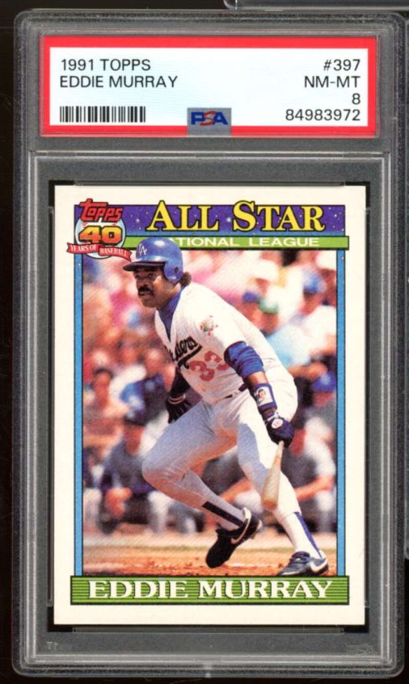 Eddie Murray Card 1991 Topps #397 PSA 8 Image 1