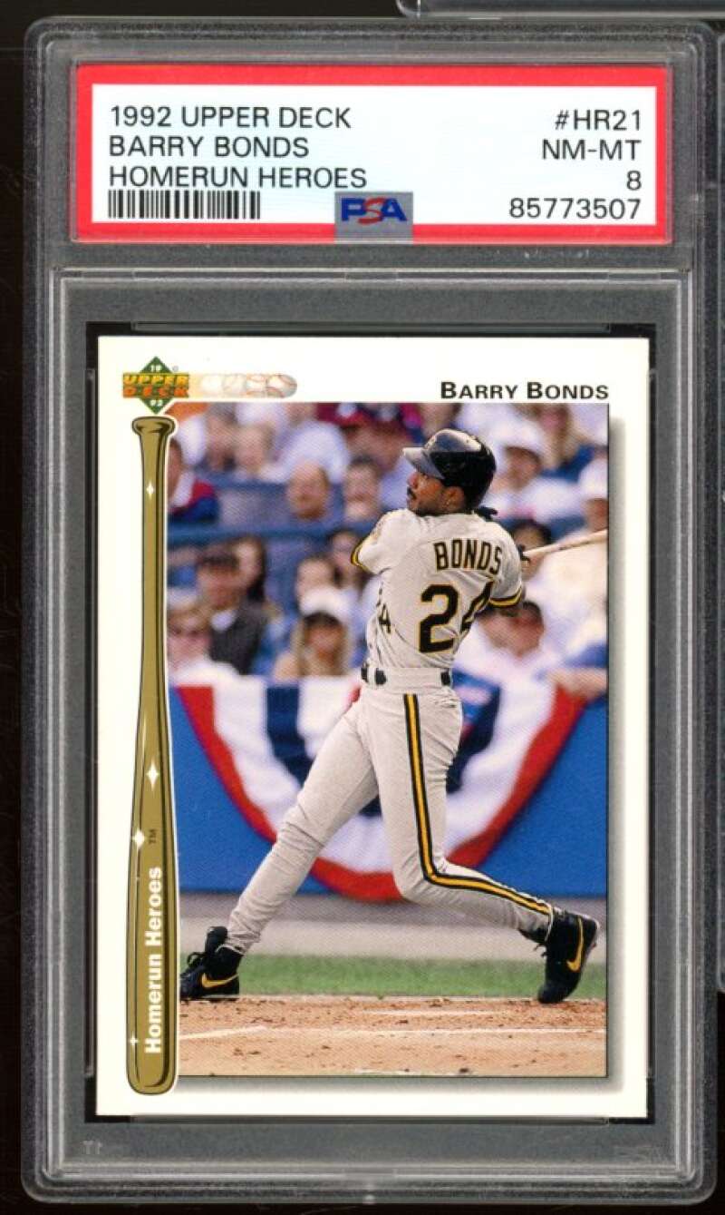 Barry Bonds Card 1992 Upper Deck Homerun Leaders #hr21 PSA 8 Image 1