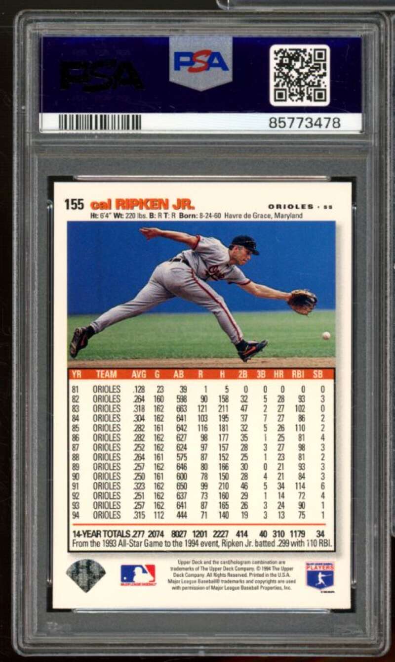 Cal Ripken Jr. Card 1995 Collector's Choice SE #155 PSA 8 Image 2