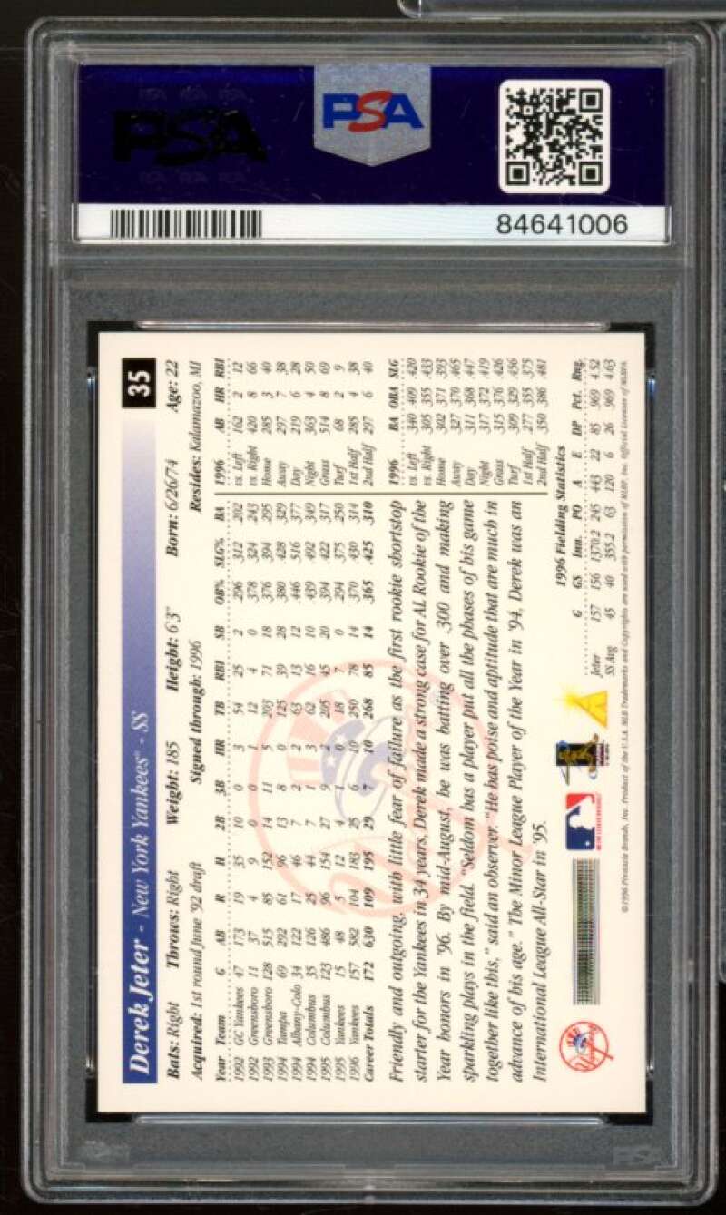 Derek Jeter Card 1997 Score #35 PSA 6 Image 2