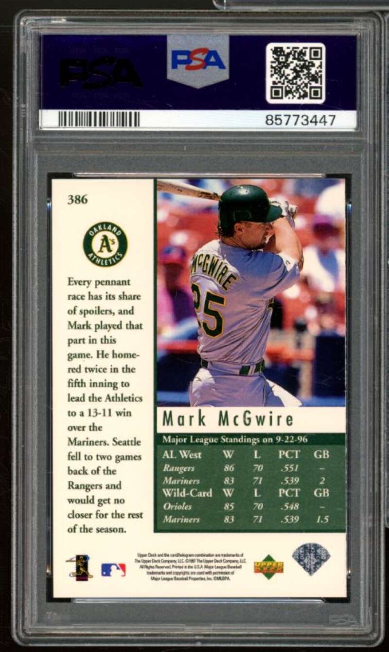 Mark Mcgwire Card 1997 Upper Deck White Back #38 PSA 8 Image 2