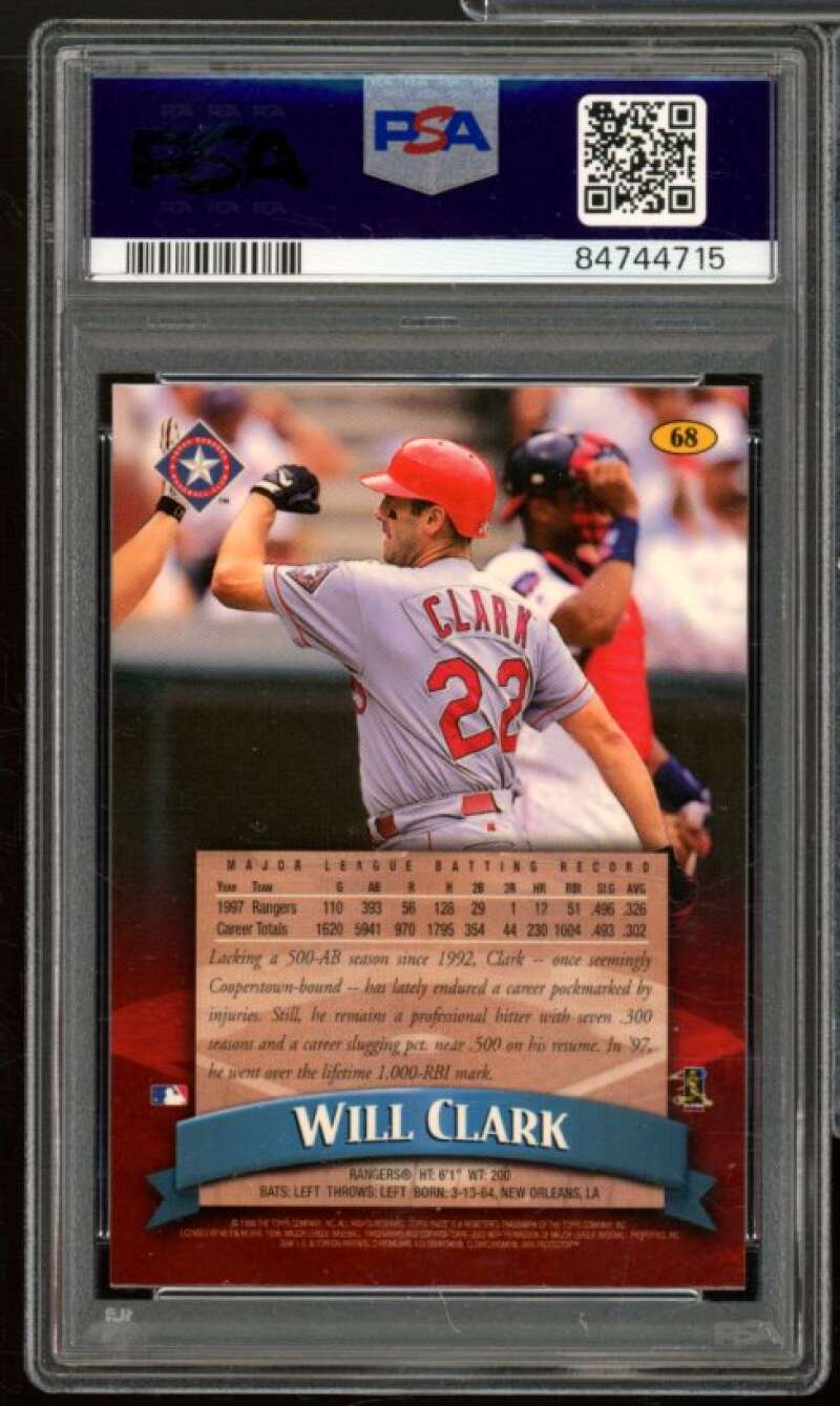 Will Clark Card 1998 Finest #68 PSA 8 Image 2