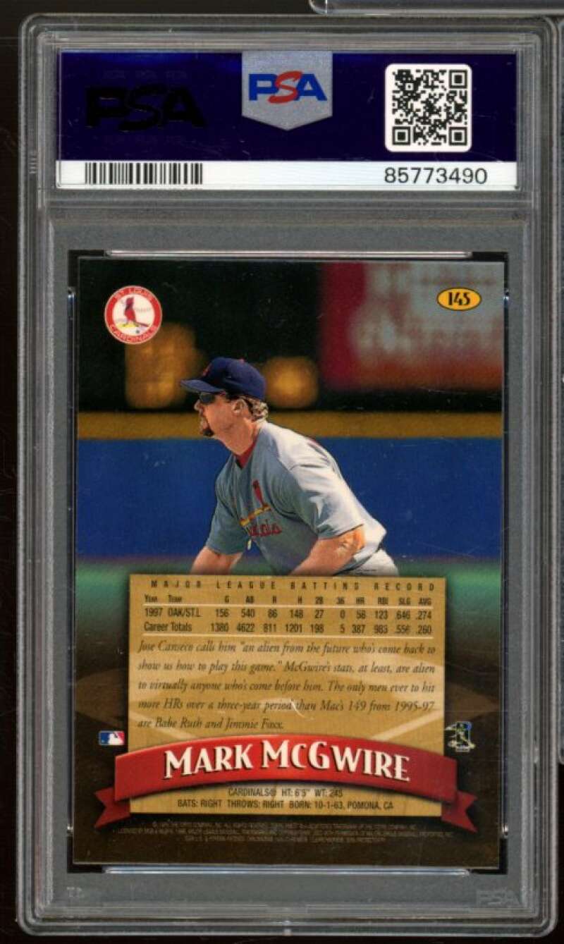 Mark McGwire Card 1998 Finest #145 PSA 8 Image 2