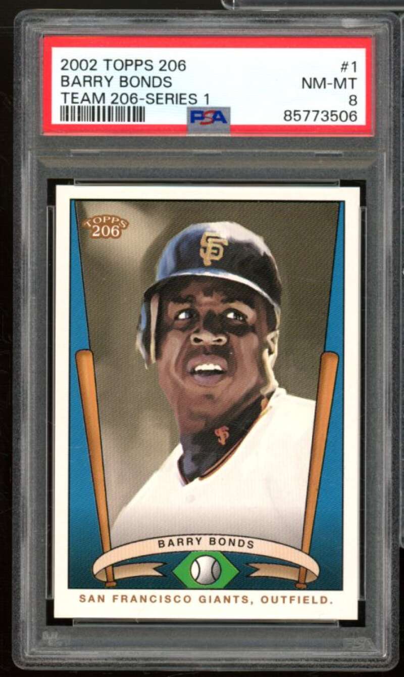 Barry Bonds Card 2002 Topps 206 Team 206-Series 1 #1 PSA 8 Image 1