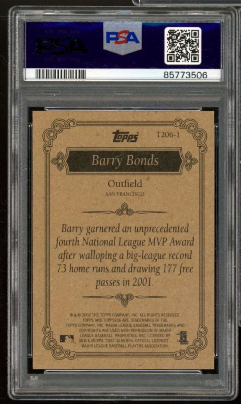 Barry Bonds Card 2002 Topps 206 Team 206-Series 1 #1 PSA 8 Image 2