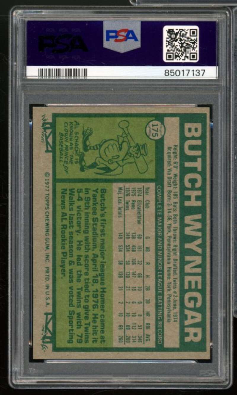 Butch Wynegar Rookie Card 1977 Topps #175 PSA 7 Image 2