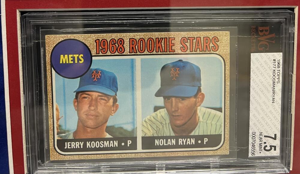 Nolan Ryan Autograph Signed Framed Authentic Jersey w/ 1968 Topps BVG Rookie 7.5 Image 3