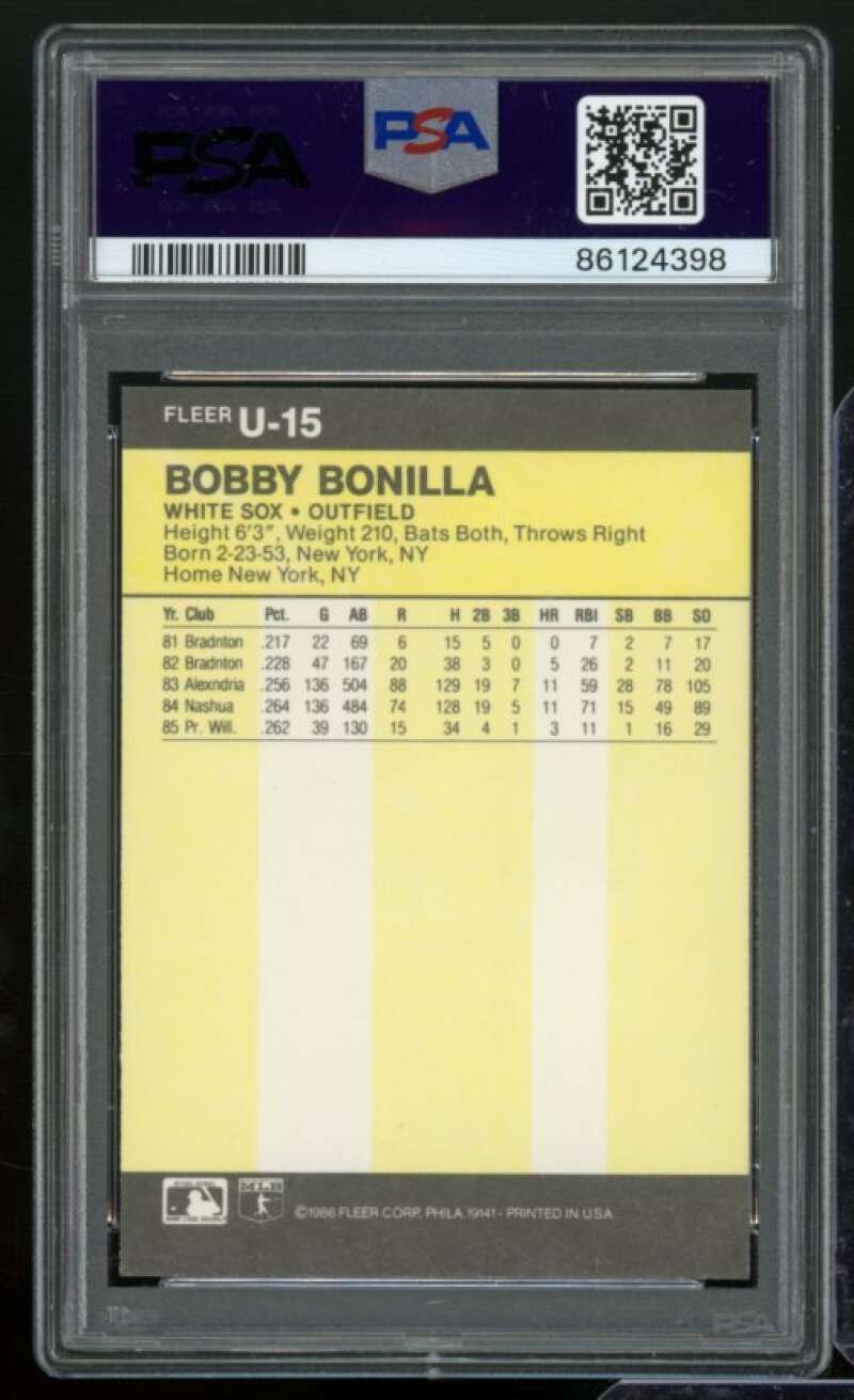 Bobby Bonilla Rookie Card 1986 Fleer Update #U-15 PSA 9 Image 2